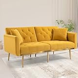 IDEASY Modernes Doppelsofa Samtsofa mit Verstellbarer Rückenlehne Bettsofa Metallbeinen...