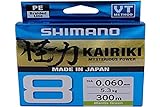 SHIMANO Kairiki 8, 300 Meter, Mantis Grün, 0.160mm/10.3kg, 8fach Geflochtene Angelschnur,...
