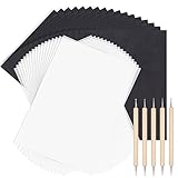 QINREN Kohlenstoff Transfer Papier,100 Kohlepapier A4 Weiß Schwarz Transferpapier Graphit...