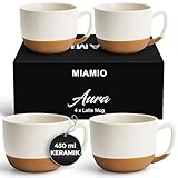 MIAMIO – Tassen 450 ml, 4er-Set Keramik-Latte Tassenset – Elegantes,...