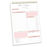 To Do Liste Notizblock, Tagesplaner Notizblock, undatiert, 52-seitiger Aufgabenplaner, A5...