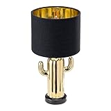 Navaris Tischlampe im Kaktus Design - 32,5cm hoch - Deko Keramik Lampe für Nachttisch...
