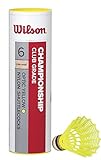 WILSON Badminton-Ball, Championship Shuttlecocks, 6-er Dose, 78 Grains, Gelb,...