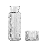 Nachttisch-Wasserkaraffe und Glas-Set, 640 Ml Wasserflasche mit 180 Ml Trinkglasbecher,...