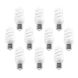 T.E Mini-Glühbirne, Spiralform, E27, 3000 K, warmes Licht, 9 W, 10 Stück