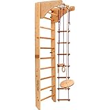 RINAGYM Kletterwand für Kinder mit höhenverstellbarer Stange-Indoor Klettergerüst aus...