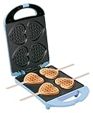 Bestron Waffeleisen für Herzwaffeln am Stiel, Waffelmaker mit Antihaftbeschichtung für...
