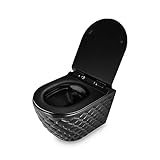 RD Luxury Design Wand-WC Schwarz – Randlose Hängetoilette aus Keramik mit...
