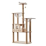 Massivholz-Kratzbaum 60 Zoll, Robuster Kratzbaumturm Aus Holz Für Große Zimmerkatzen,...