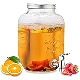 Berglander Getränkespender 4L aus Glas mit auslaufsicherem Edelstahlhahn, praktischer...