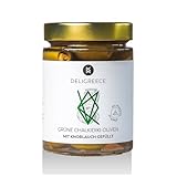 DELIGREECE - Grüne Oliven mit Knoblauch gefüllt in Salzlake | Große, knackige...