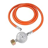Bade Druckminderer, 50 mbar, 1,5 m Schlauch, Schraubverbinder mit 1/4 Zoll Linkgsgewinde,...