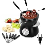 ADE elektrisches Schokofondue 250ml mit 6 Spießen | 2 Temperaturstufen zum Schmelzen und...