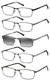 EYECEDAR 5 Stuks Lesebrille Herren Metall Vollrahmen Rechteckiger Stil Federscharnier...