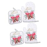 DECOMELODY 2 Sätze Hitzebeständige Ofenhandschuhe Weihnachtsmotiv rutschfeste...
