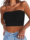 Gosunny Damen Tube Top Sommer Trägerloser Bandeau Rückenfrei Basic Ärmellos...