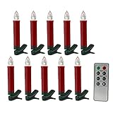 (10er Mini Rot 10995) LED Mini-Weihnachtskerzen, Fernbedienung, 6 Std. Timer, Dimmbar,...