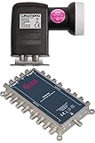 GSS Set 5/16 Multischalter + Grundig Quad LNB - 16 Teilnehmer 1 Satellit - Matrix,...