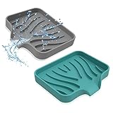 Seifenschale, 2 Stück Silikon Seifenschalen mit Selbstentleerender Drainage...