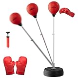 Punchingball Set Standbox Training Set, 121-145cm Höhenverstellbar, Box Reflexball, mit 2...