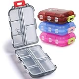 4 Pack Tablettenbox 7 Tage, Pillendose 10 Fächer Handlicher Medikamentenbox Leicht Zu...