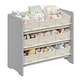 SONGMICS Kinderregal, Spielzeugregal, Bücherregal Kinder, mit 9 Aufbewahrungsboxen aus...