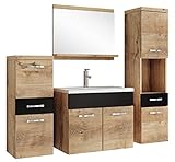 Badplaats B.V. Badezimmer Badmöbel Set Alba 60cm Waschbecken Kastanien Eiche...