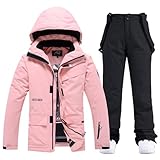 ALSOGO Damen Skijacke & Skihose Set Skianzug 2 teilig Schneeanzug 10.000mm...