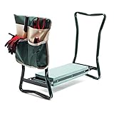Garten Kniestuhl klappbar mit Tasche gepolsterte Fläche Knien & Sitzen, Kniebank...