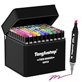 Tongfushop Filzstifte Marker Set, 100 Farben Alkohol Marker mit Feinspitze & Breitspitze,...