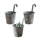 FALUCKYY 3 Stück Hängender Blumentopf Metall mit Haken Balkon Blumentopf Hängend Für...