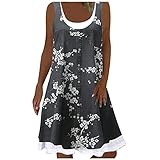 Strandkleid Damen Knielang Ärmellos Boho Kleid Damenkleider Sommerkleid Sexy Leichte Kurz...