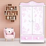habeig XXL Kinderschrank Kleiderschrank 52 cm hoch Wandschrank Hängeschrank weiß 2...