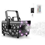 Schneemaschine, Hakuta 800W Schneemaschine mit 8 LED-RGB-Lichtern, 13 LED-Lichtfarben und...