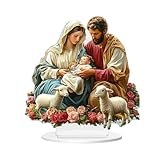 Nuytghr Krippe Acryl Statue Flach Krippe 2D Acryl Krippe Statue Spirituelle Sammlerstück...