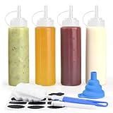V·Colokishi 4 Pcs 8 oz Gewürz Squeeze Flaschen für Sauce, Kunststoff Quetschflasche,...