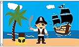 AZ FLAG Flagge Pirat Schatz-Strand 150x90cm - Piraten Fahne 90 x 150 cm -...