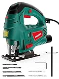 HYCHIKA Stichsäge, 800W Max Holz Schnitttiefe 110mm, 800-3000SPM Elektrische Stichsäge...