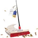 Novaliv Straßenbesen 40 cm I Besen mit Stiel ausziehbar I Elaston rot I Grob I...
