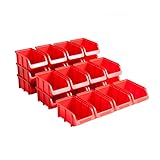 Hünersdorff 24 x Sichtbox Stapelbox Lagerbox in Größe 2, aus Polypropylen (PP), Rot