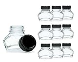 10x Tintenglas, Tintenfässchen, Schmuckglas mit schwarzem Schraubverschluss, Volumen...