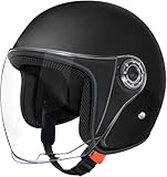 Jethelm Mit Visier, Mopedhelm Motorradhelm Scooter Helm Atmungsaktiv Mopedhelm...
