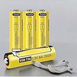 4x AA Mignon Akku 1.5V 2400mAh, 3600mWh wiederaufladbare Lithium Batterien m. USB-C...