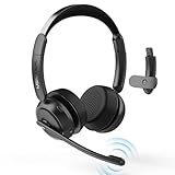 Bluetooth Headset mit Mikrofon, Wireless Headset mit AI-Geräuschunterdrückung...