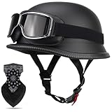 Labzaa Vintage Deutsche Motorrad Halbschalenhelm mit ECE, Retro Half Öffnen...