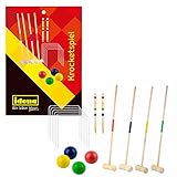 Idena 40609 - Krocketspiel aus Holz mit Schlägern, Bällen, Metalltoren und...