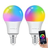 Alexa Glühbirne E14 A60 9W 806LM ANTELA Smart WLAN LED RGB Dimmbare Birne Lampe, App...