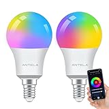 Alexa Glühbirne E14 A60 9W 806LM ANTELA Smart WLAN LED RGB Dimmbare Birne...