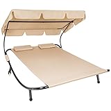 TecTake 800089 Sonnenliege Gartenliege Doppelliege mit Sonnendach + 2 Kissen | für...