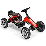 COSTWAY Gokart mit Pedalen und Lenkrad, Kinderfahrzeug mit Hinterradantrieb, Tretauto mit...